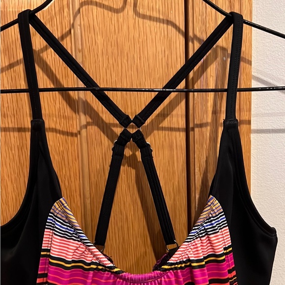 Athleta Capri Stripe Blousy Tankini, Purple, Sz 34D/DD - Picture 2 of 6